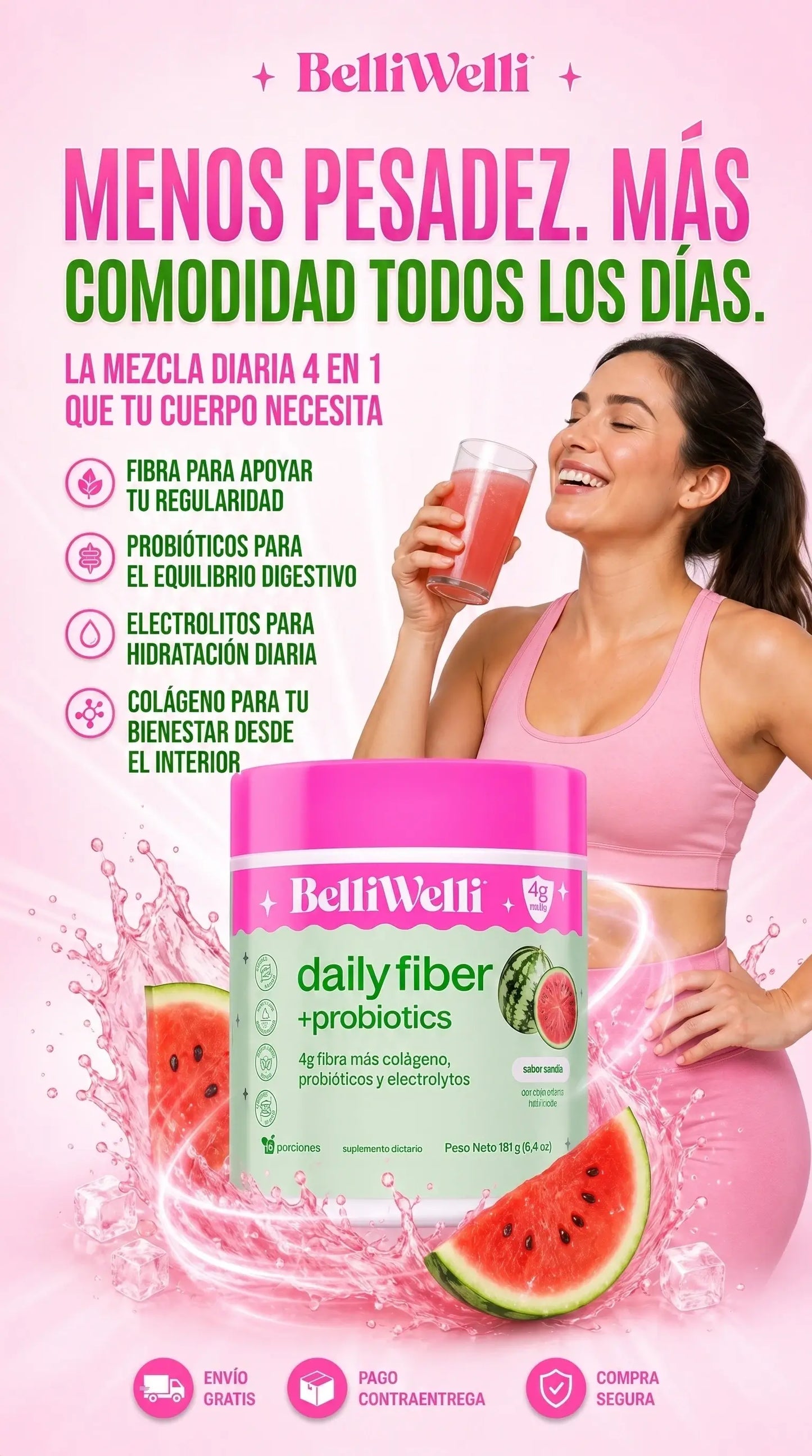 BelliWelli Daily Fibra + Probioticos + Colageno | 181g