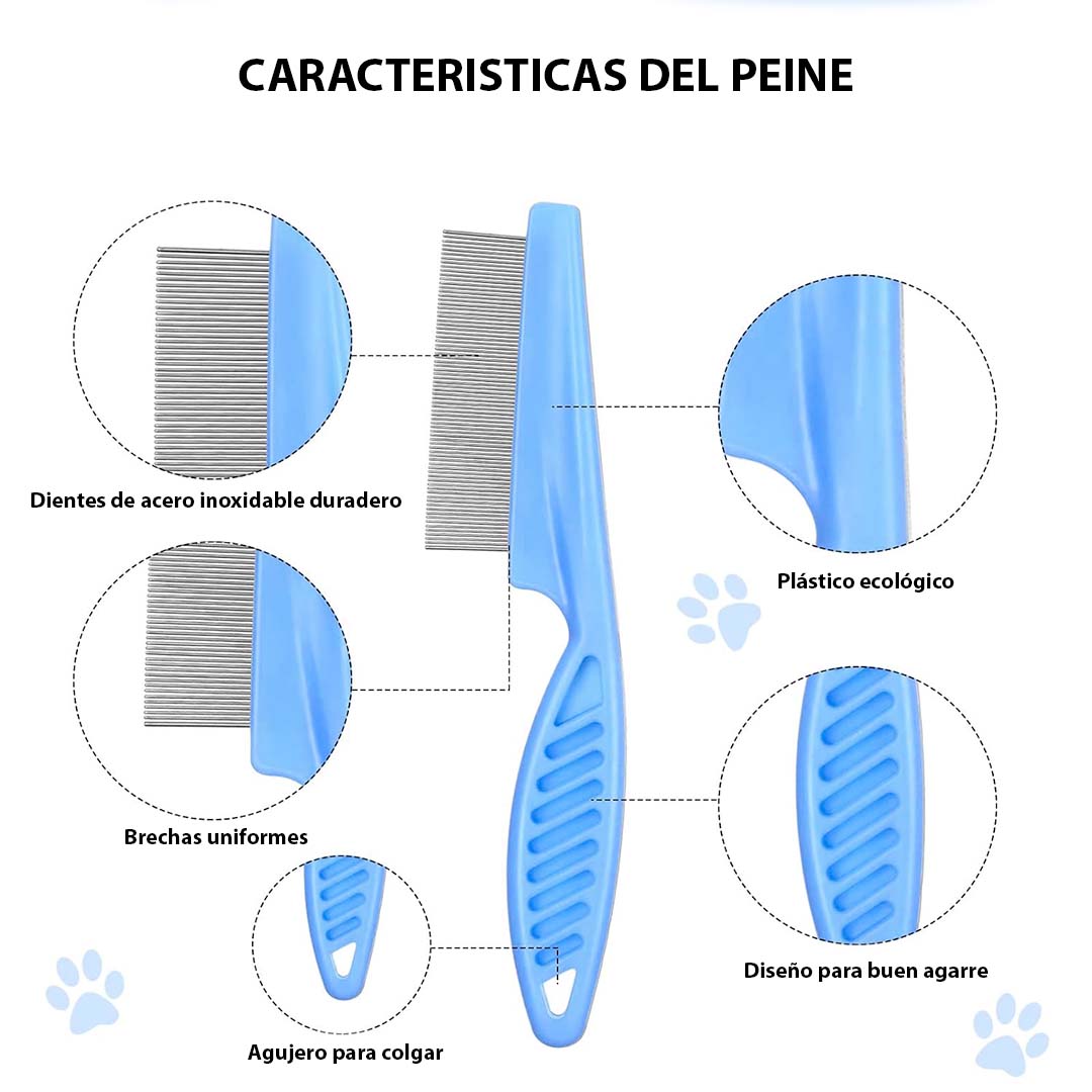 KIT Peine Antipulgas y Manchas x2
