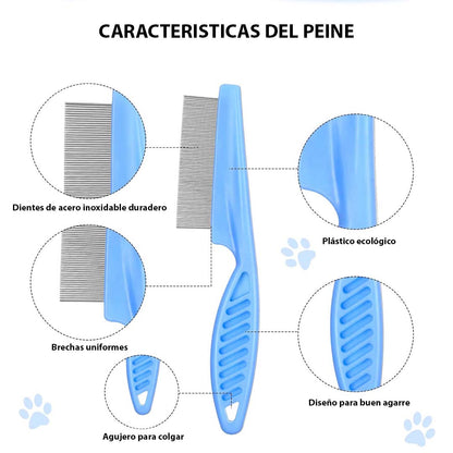 KIT Peine Antipulgas y Manchas x2