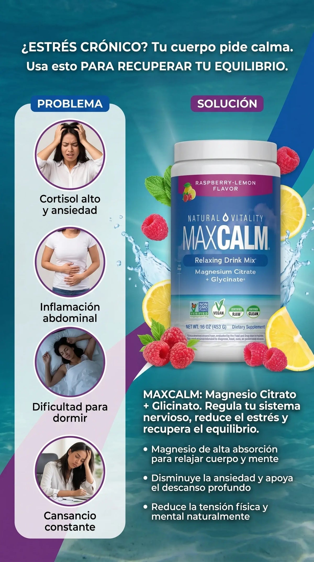 Calm Max MAX CALM 489g | Sabor Frambuesa Limon – N 🇨🇴